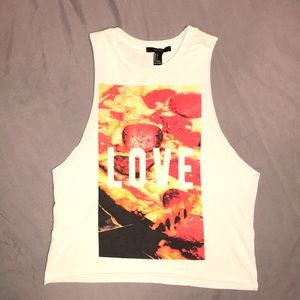 Forever 21 LOVE Cutout Tank, Sz Sm, Pizza Graphic